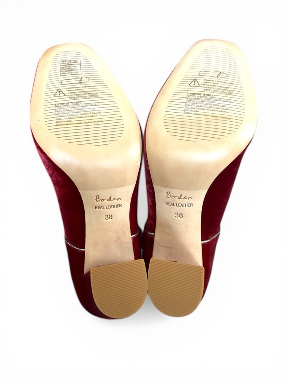 Boden Red Velvet Mary Jane Block Heels with Buckle Strap - Picture 6 of 8